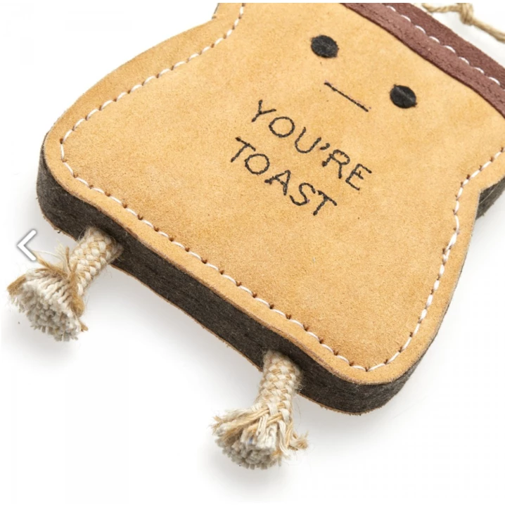 GREEN&WILD'S You're Toast  - bardzo wytrzymała zabawka dla psa z naturalnej skóry i juty 19cm - 5