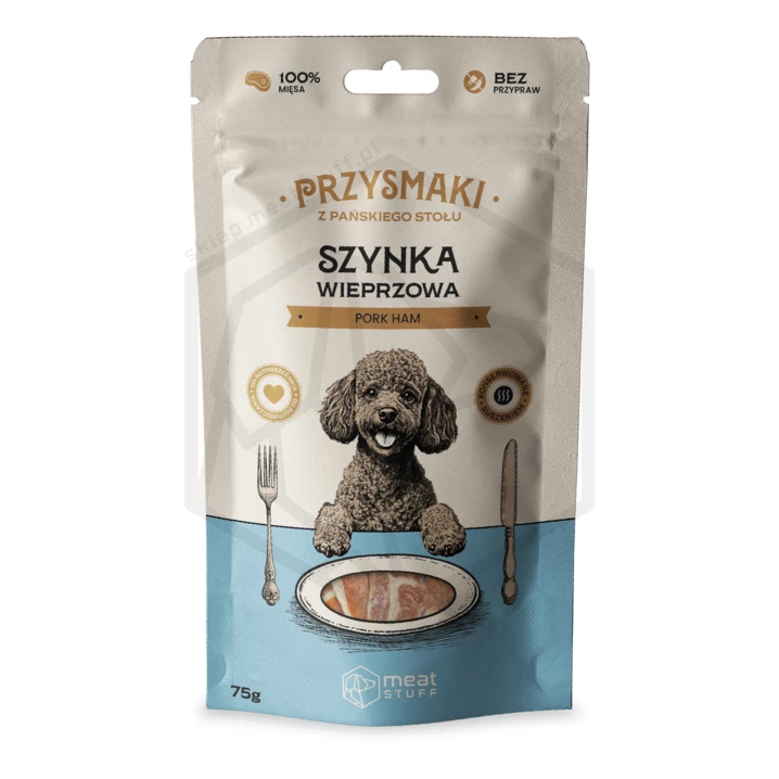 MEATSTUFF Przysmaki z Pańskiego Stołu - aromatyczne plastry z szynki wieprzowej 100% mięsa 75g