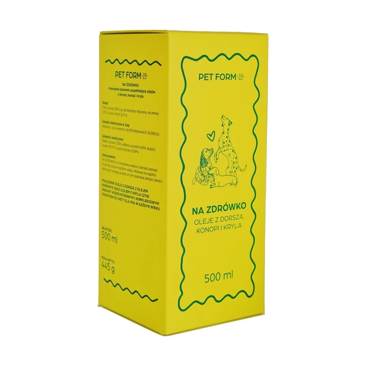 PET FORM LABS Olej na zdrówko - mieszanka olejów z dorsza, konopi i kryla 500ml - 2