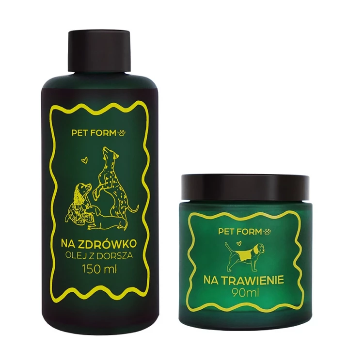 PET FORM LABS Zestaw na zdrowe starzenie dla psów - olej na zdrówko i proszek na starzenie 150ml+90ml