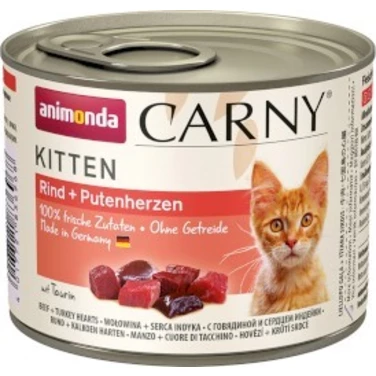 ANIMONDA Carny Kitten - mięsna puszka dla kociąt - wołowina i serca indycze 