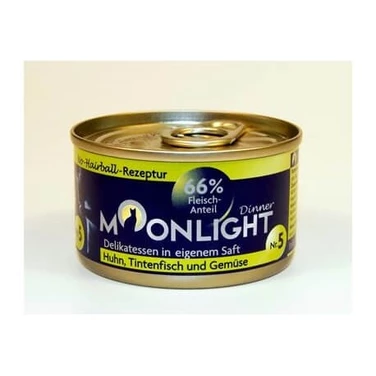 MOONLIGHT Dinner 5 - uzupełniająca, mokra karma dla kota, kurczak i kałamarnica z warzywami w sosie 80 g