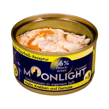 MOONLIGHT Dinner 5 - uzupełniająca, mokra karma dla kota, kurczak i kałamarnica z warzywami w sosie 80 g - 2