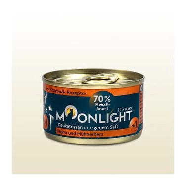 MOONLIGHT Dinner 1 - uzupełniająca, mokra karma dla kota, kurczak z sercami w sosie 80 g