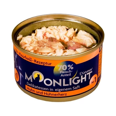 MOONLIGHT Dinner 1 - uzupełniająca, mokra karma dla kota, kurczak z sercami w sosie 80 g - 2