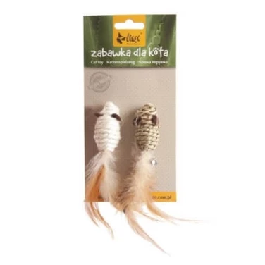 DINGO Eco - myszki dla kota z sizalu i trawy morskiej z długimi, piórkowymi ogonkami 2 sztuki - 2