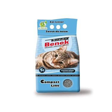 BENEK Compact Naturalny - drobny, zbrylający żwirek bentonitowy dla kotów, bezzapachowy