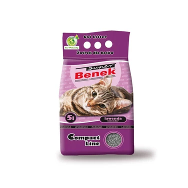 BENEK Compact Lawenda - drobny, zbrylający żwirek bentonitowy dla kotów, lawendowy