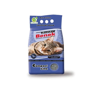 BENEK Compact Morska Bryza - drobny, zbrylający żwirek bentonitowy dla kotów, morski