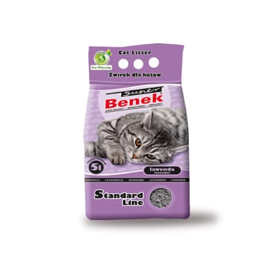 BENEK Standard Lawenda - gruby, zbrylający żwirek bentonitowy dla kotów, lawendowy