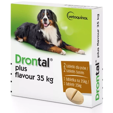 DRONTAL tabletki na odrobaczenie dla psów dużych - 1 tabletka na 35 kg 2 tabletki