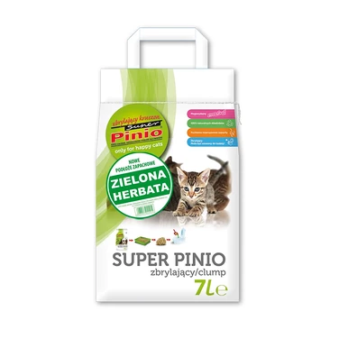PINIO Kruszon - zapachowy, biodegradowalny żwirek drewniany dla kota, zielona herbata 7l