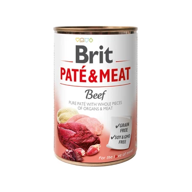 BRIT Pate & Meat Beef - puszka dla psa w formie musu z kawałkami mięsa, wołowina