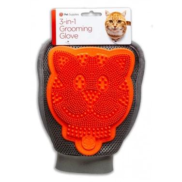 PET SUPPLIES 3-in-1 Grooming Glove - rękawica pielęgnacyjna 3w1 do czesania i usuwania sierści z otoczenia kota