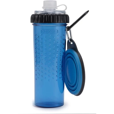 DEXAS Snack-Duo Pet Bottle - dwukomorowa butelka na karmę i wodę, z miską silikonową - 2