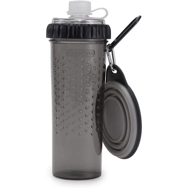 DEXAS Snack-Duo Pet Bottle - dwukomorowa butelka na karmę i wodę, z miską silikonową - 3
