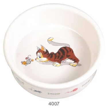 TRIXIE miska ceramiczna dla kota, biała z wesołym nadrukiem 200 ml