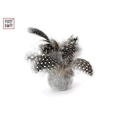 PSOTY KOTY kulka filcowa - piłka dla kota z piórkami perliczki i kocimiętką