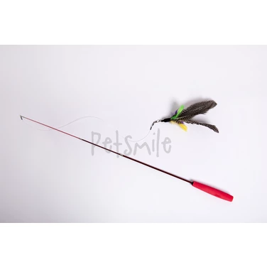 PSOTY KOTY - teleskopowa wędka dla kota z wymienną lotką z piór perliczki 38-160 cm