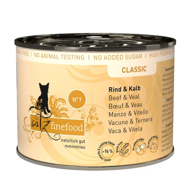 CATZ FINEFOOD Classic - bezzbożowa karma mokra dla kotów, cielęcina i wołowina 200 g