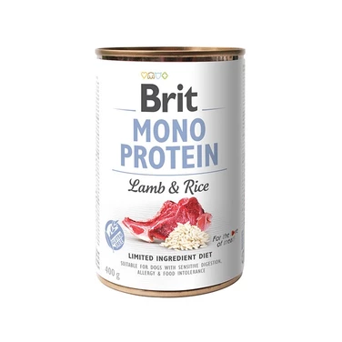 BRIT Monoprotein Lamb&Rice - pełnoporcjowa, mokra karma dla psów wrażliwych, jagnięcina i ryż 400g