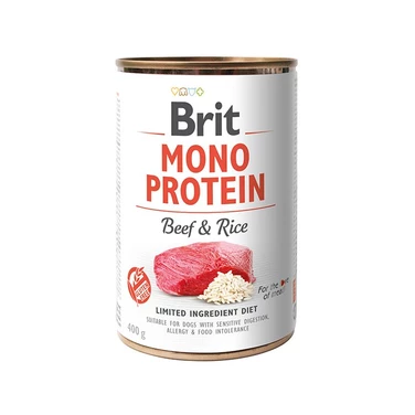 BRIT Monoprotein Beef&Rice - pełnoporcjowa, mokra karma dla psów wrażliwych, wołowina i ryż 400 g
