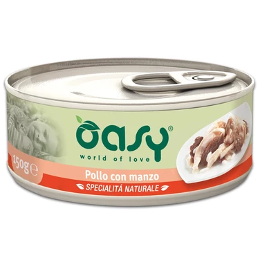 OASY Natural - uzupełniająca, mokra karma dla kota, kurczak z wołowiną w delikatnej galaretce 70g