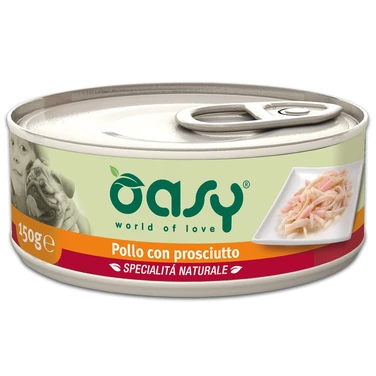 OASY Natural - uzupełniająca, mokra karma dla psa, kurczak z szynką w delikatnej galaretce 150g