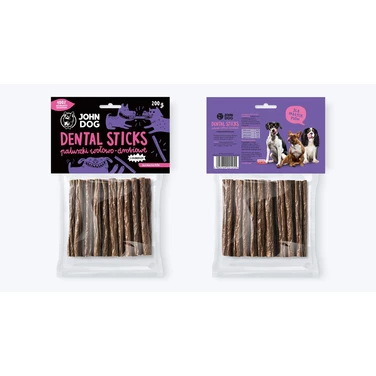 JOHN DOG Dental Sticks - gryzaki dentystyczne dla psów, paluchy wołowo-drobiowe z chlorofilem 200 g