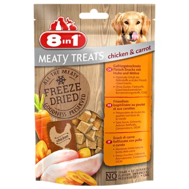8in1 Meaty treats chicken & carrot - liofilizowane, mięsne przysmaki dla psów, kurczak z marchewką 50g