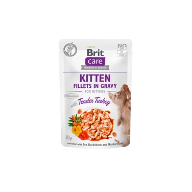 BRIT CARE Cat Pouches Kitten - saszetka dla kociąt z kurczakiem, wątróbką i indykiem 85 g