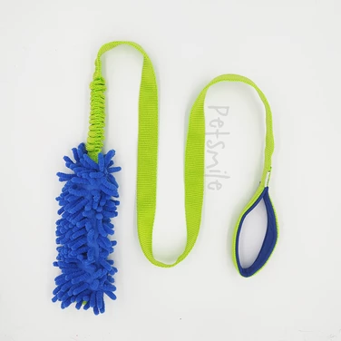 ZAYMA długi szarpak dla psa z mopem, amortyzatorem i wygodną rączką, niebiesko-zielony