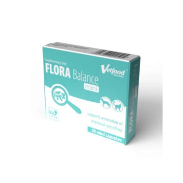 VETFOOD Flora Balance Mini - synbiotyk  wspomagający odbudowę mikroflory jelitowej 30 kapsułek