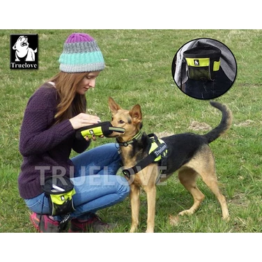 TRUELOVE Standard - saszetka na przysmaki dla psa z miejscem na woreczki, czarno-limonkowa - 8