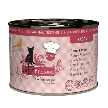 CATZ FINEFOOD Ragout - pełnoporcjowa, mokra karma dla kota, gęś i indyk w sosie 180 g