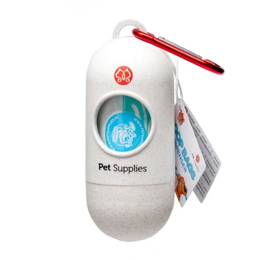 PET SUPPLIES Poop Bags - zestaw etui na woreczki i ekologiczne woreczki na psie odchody, biała herbata 15 szt.