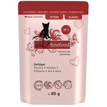 CATZ FINEFOOD Classic Kitten - bezzbożowa, mokra karma dla kociąt, drób 85 g