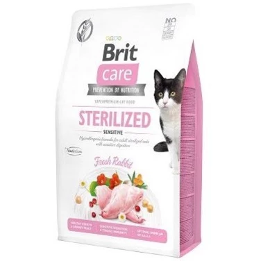 BRIT CARE Sterilised Sensitive - sucha, bezzbożowa karma dla kotów sterylizowanych, królik