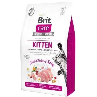 BRIT CARE Kitten Healthy Grow & Development - sucha, bezzbożowa karma dla kociąt, indyk 400 g