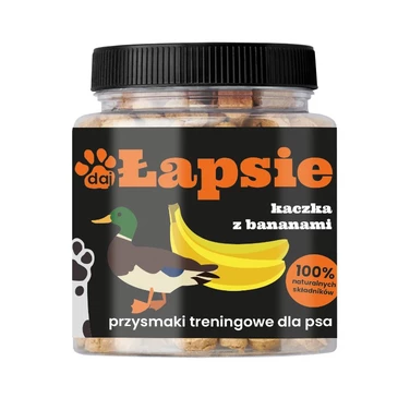 ŁAPSIE - chrupiące przysmaki treningowe dla psa, kaczka z bananem 300 g