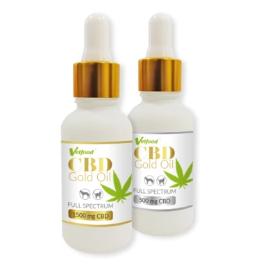 VETFOOD CBD Gold Oil - olej konopny CBD dla psów i kotów - 5% i 15 % 