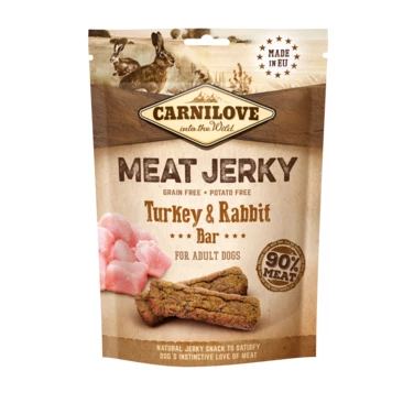 CARNILOVE Meat Jerky - aromatyczne batoniki z indykiem i królikiem 100 g