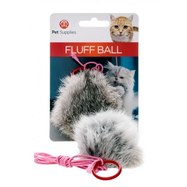 PET SUPPLIES Fluff Ball - lekki futrzany pompon, zabawka dla kota na długiej gumce - 2