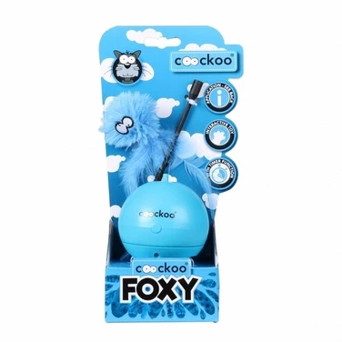Coockoo Foxy Magic Ball - interaktywna zabawka dla kota, polowanie na latającego ptaszka niebieski