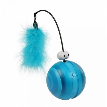 Coockoo Flip - jeżdżąca i ćwierkająca interaktywna zabawka dla kota, niebieska