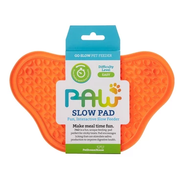 PET DREAM HOUSE Paw Slow Pad - mata do wylizywania dla psa lub kota z przyssawkami, pomarańczowa 22,5 cm