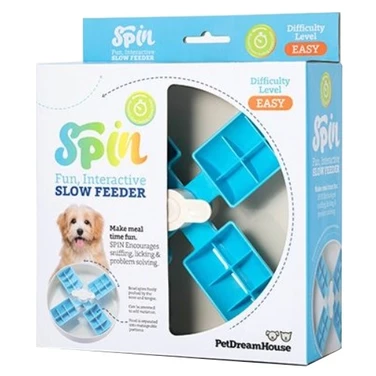 PET DREAMHOUSE SPIN Windmill Blue - miska spowalniająca jedzenie dla psa, poziom łatwy
