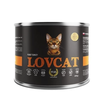 LOVCAT Pure Turkey - monobiałkowa, wysokomięsna, mokra karma dla kota, indyk