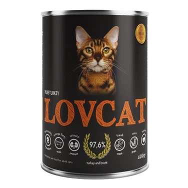 LOVCAT Pure Turkey - monobiałkowa, wysokomięsna, mokra karma dla kota, indyk - 2