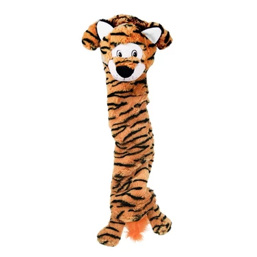 KONG® Stretchezz Jumbo tygrys - długa, pluszowa zabawka z piszczałkami i szeleszczącym wypełnieniem 70 cm